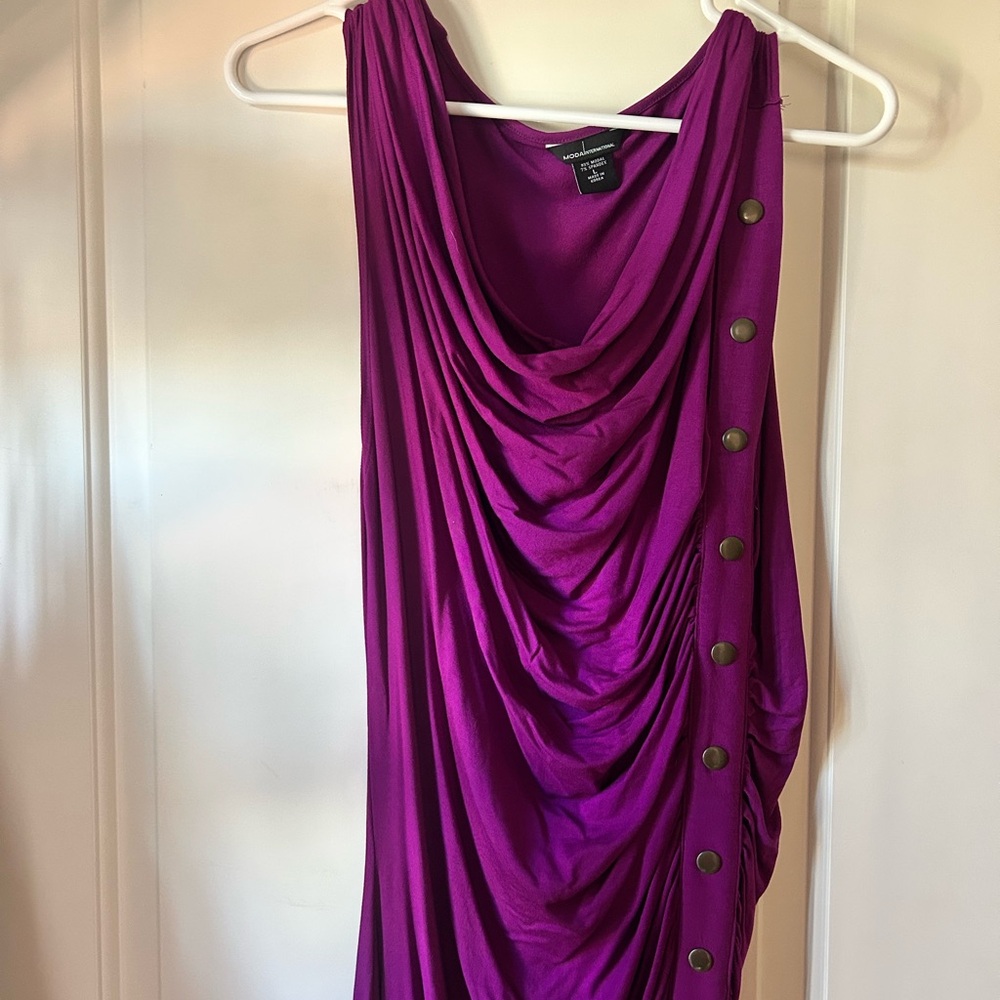 MODA international purple button dress